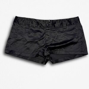 Charlotte Russe Black Satin Low Rise Mini Shorts Y2K Size 13